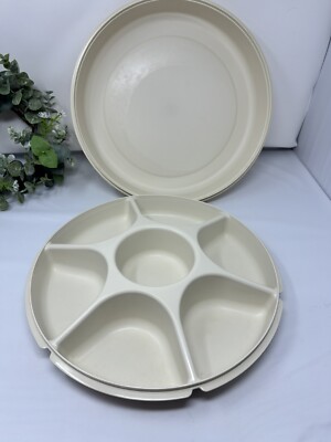 Vintage Tupperware Divided Veggie Fruit & Dip Serving Tray Grandma 1980’s- 90’s-image