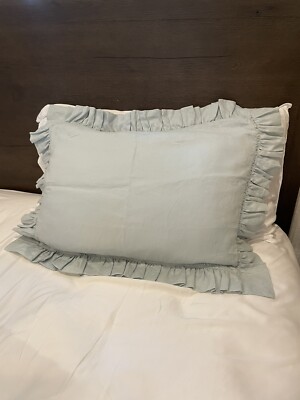 Pottery Barn 100% Linen Ruffle Edge Standard Pillow Sham NEW W Out Tags-image