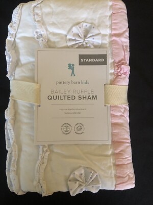 1 Pottery Barn Kids Baily Ruffle Quilted Standard Sham NWT-image