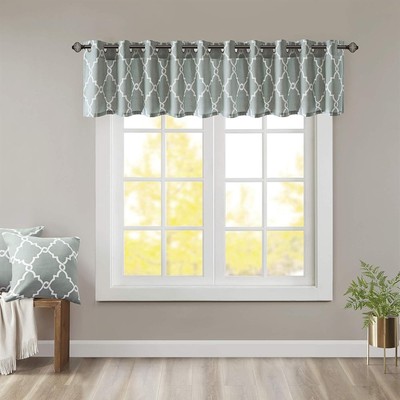 Madison Park Saratoga Light Filtering Fretwork Print Grommet Top Window Valan...-image