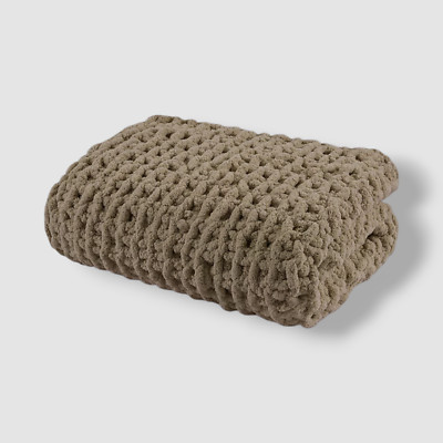 Madison Park Brown Chenille Chunky Knit Throw-image