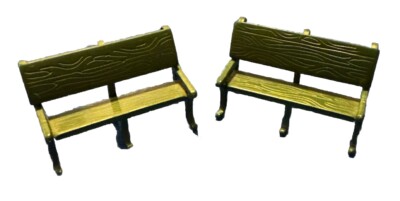 Dept 56 Christmas Village Wrought Iron Park Bench Set of 2 Green Benches-image