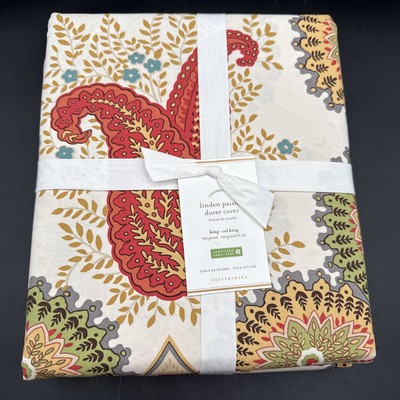Pottery Barn Linden Paisley Duvet Cover King/Cal.King Multi Color NWT-image