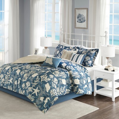 Madison Park Cape Cod 7 Piece Cotton Sateen Comforter Set Queen King Cal King-image