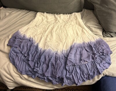 Fun: Free People Blue And White Dip Dye Skirt (w Lining) - Size Large-image