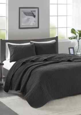 Madison Park Keaton Reversible Coverlet Set Dark Gray 3 PC -image