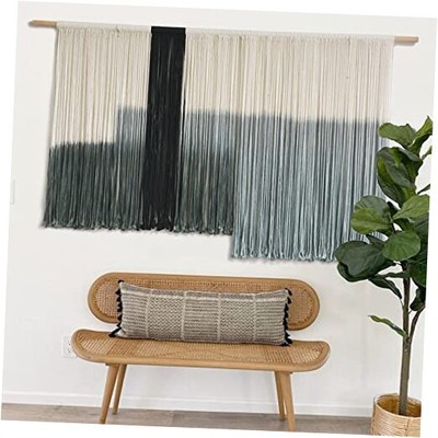 Macrame Wall Hanging Large Dip Dye Tapestry Fiber Wall Art Boho Living Grey-image
