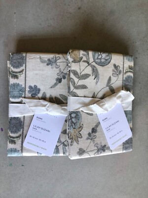 Pottery Barn Lila Suzani Rustic Embroidered Euro Size Pillow Shams Set/2-image