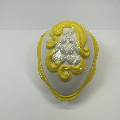 1957 MALLORY CERMAMIC STUDIO JAMAR Yellow Easter Egg 2 PIECE Trinket DISH Lid-image