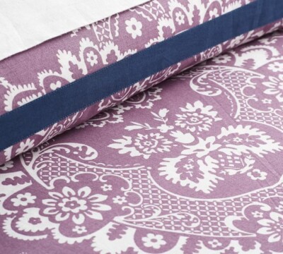 Pottery Barn ELAINE Damask Purple Floral Duvet Cover King - Cal King 108