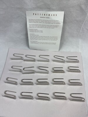 20 Pottery Barn Drapery Hooks curtain 1.5 In Silver Color Metal Replacement Hook-image
