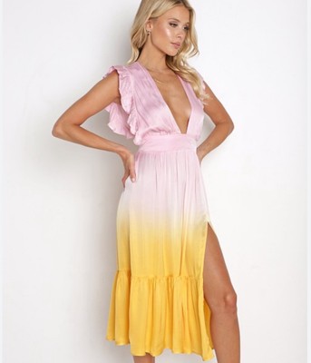 Stillwater The Jessie Midi Dress Dip Dye Sorbet Size Large-image