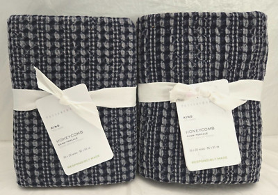Pottery Barn King Honeycomb Cotton 2-Shams 36