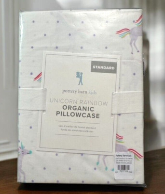 Pottery Barn Kids UNICORN RAINBOW Pillowcase Standard New-image