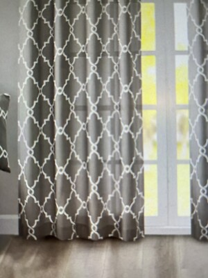 Madison Park Saratoga Fretwork Grommet Top Window Curtain Panel Pair 50