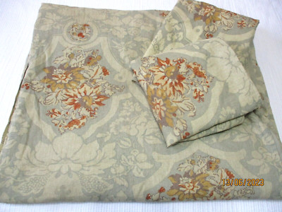 Pottery Barn King Duvet Cover & 2 Shams Linen Cotton Camilla Floral Medallion-image
