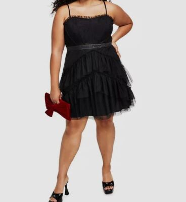 $90 City Studio Women's Black Tiered Fit & Flare Dress Plus Size 22W-image