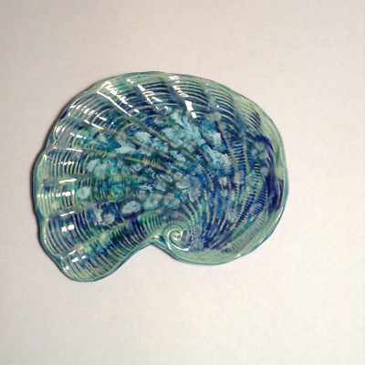 ORIGINAL HANDMADE JESSICA'S TILEWORKS BAHAMAS SHELL SHAPED TRAY-image