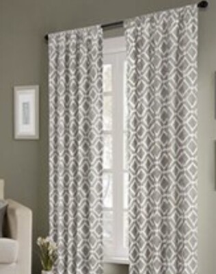 A Pair  Madison Park Delray Diamond Print Window Panel 42”x63” Each-image