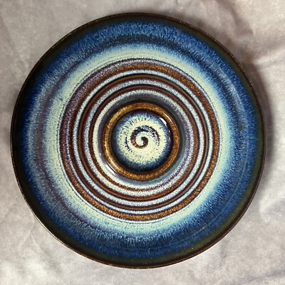 Bill Campbell Handmade Pottery Large 13” Serving Bread And Oil Chip & Dip Plate-image