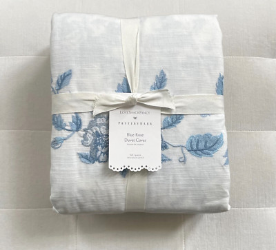 Pottery Barn LOVE SHACK FANCY Full Queen Duvet Cover Blue Rose NWT-image