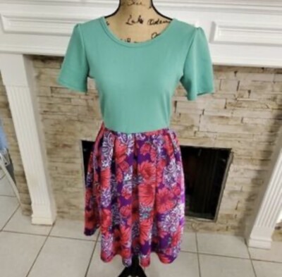 LulaRoe Amelia swing dress pockets Dip HTF Rare Colorful Geometric L-image