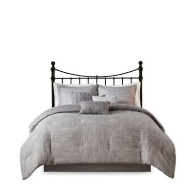 Madison Park Queen 4 Piece Printed Seersucker Comforter Set With Grey MP10-6290-image