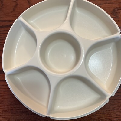 Vintage Tupperware Divided Party Tray Veggie Relish Fruit Dip Bowl 1665 VGC-image