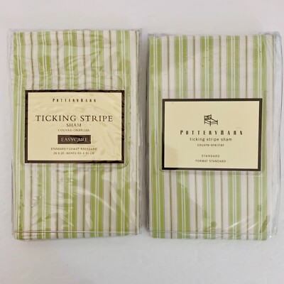 POTTERY BARN TICKING STRIPE SHAM STANDARD FORMAT 20x26 SET OF 2 RETAIL $78-image