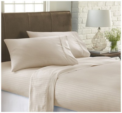 Embossed 4 Piece Sheet Set, Queen, Stripe Cream-image