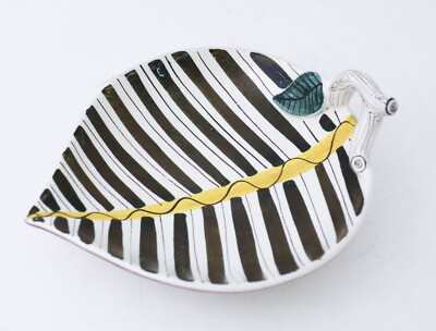Serving Dish Leaf Stig Lindberg Gustavsberg Studio Faience - Midcentury Vintage-image