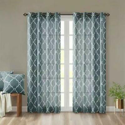 Madison Park Saratoga Fretwork Print Grommet Window Curtain-image