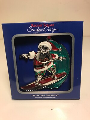 Regent Square Design Studio  Surfing Santa  2019 Gift Ornament-image