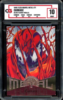 1995 Marvel Metal #71 ~ SILVER FLASHER PARALLEL ~ Carnage ~ GRADED CG 10-image