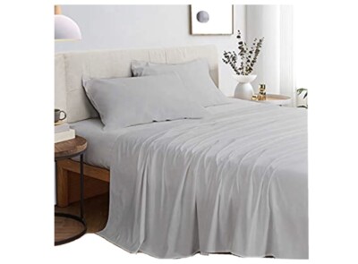 ienjoy Home Premium Bed Sheet Set, King, White - 4 Piece-image