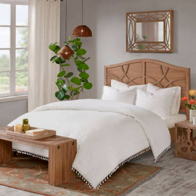 Madison Park Sula Cotton Ivory Twin Duvet Cover With 1 Sham - Both With Tassels -image