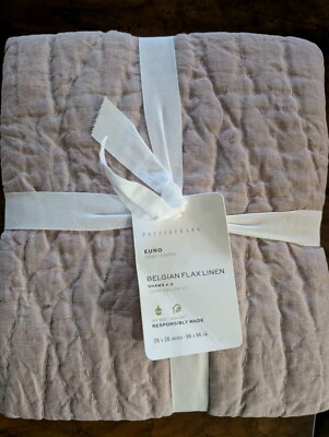 POTTERY BARN Set/3 Handcrafted Quilted Sham-Euro-Smoky Quartz-NWT-image