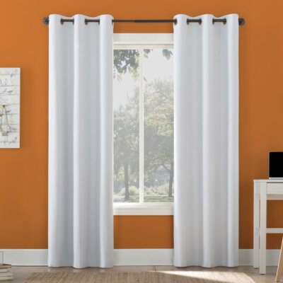 Sun Zero Miles Blackout Grommet Curtain Panels, White, 84