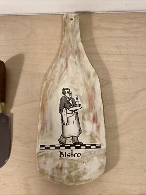 Studio Art Wine Bottle Shaped Cheese Board Italian Bistro Wall Hanging 12” E.C.-image