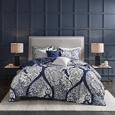 Madison Park Vienna 6-Pc. Duvet Cover Set, Full/Queen Bedding, Indigo-image