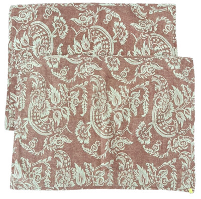 (2) Pottery Barn Alessandra Terracotta Linen Blend Standard Pillow Shams-image