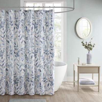 Essentials Sofia Shower Curtain, Luxurious Botanical Print, Modern-image