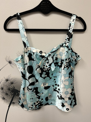 Vintage Studio I Womens 12 Satin Bow tie Retro Sweetheart Neck Top Y2K Fairy-image