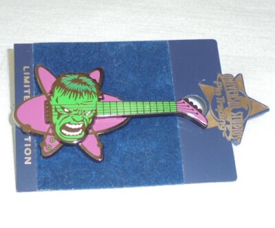 Marvel Incredible Hulk Guitar Shaped Universal Studios Pin Trading 2008 LE 500-image