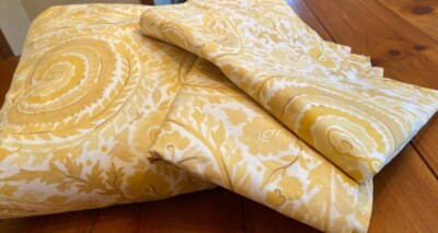 Pottery Barn Painters Palampore Floral Duvet Cover Yellow King 2 Std Sham Rare-image