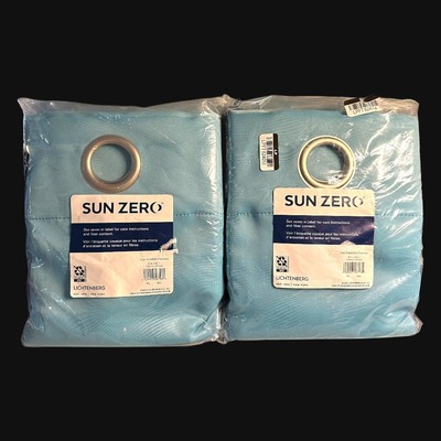 Sun Zero Riley Kids Bedroom 40 X 63 in. Grommet Curtain Panel Blue ~ 2 Panels-image