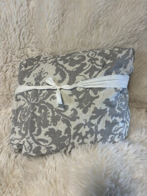 pottery barn Jacquard Medallion Cotton Linen Duvet Cover -Gray -Queen-image