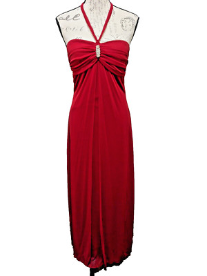Beata Studio Dress 9 Red Long Sweetheart Neckline w/Tie  Romantic Rhinestone-image