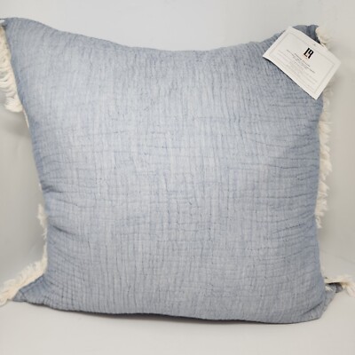 Pottery Barn Turkish Cotton Fringe Pillow Chambray NWT 20