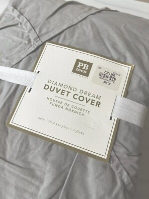 Pottery Barn Teen Diamond Dream Twin Duvet Cover NWT Gray-image